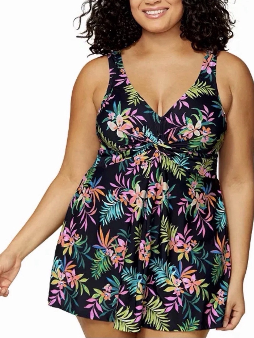 Island Escape Magnolia Twist Front Underwire Swimdress Size 6